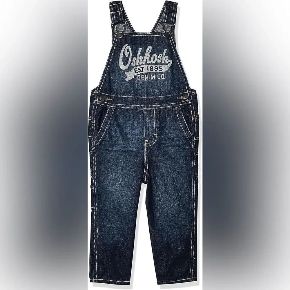OSHKOSH B'GOSH Baby Dark Wash Carpenter Style Western World's Best Overalls 12M